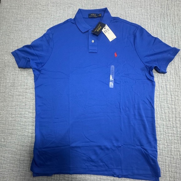 NWT Polo Ralph Lauren Golf Polo Soft Cotton Shirt Mens Large Blue Red Pony - Picture 2 of 9
